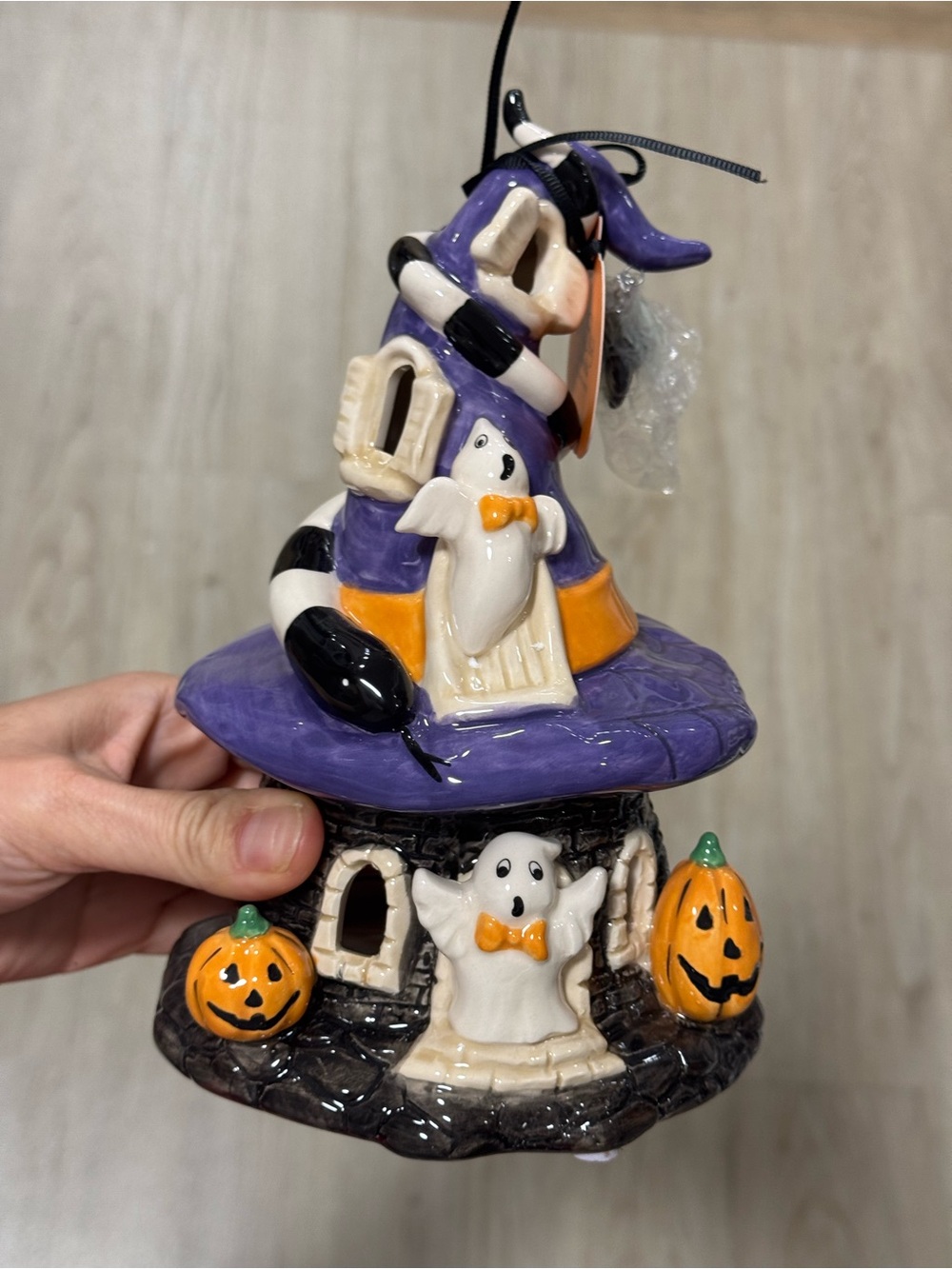 Halloween Ceramic Haunted Hous in Purple and Orange